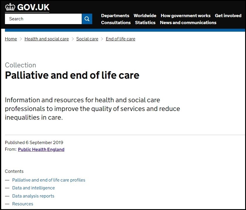 Image of Palliative and end of life care website