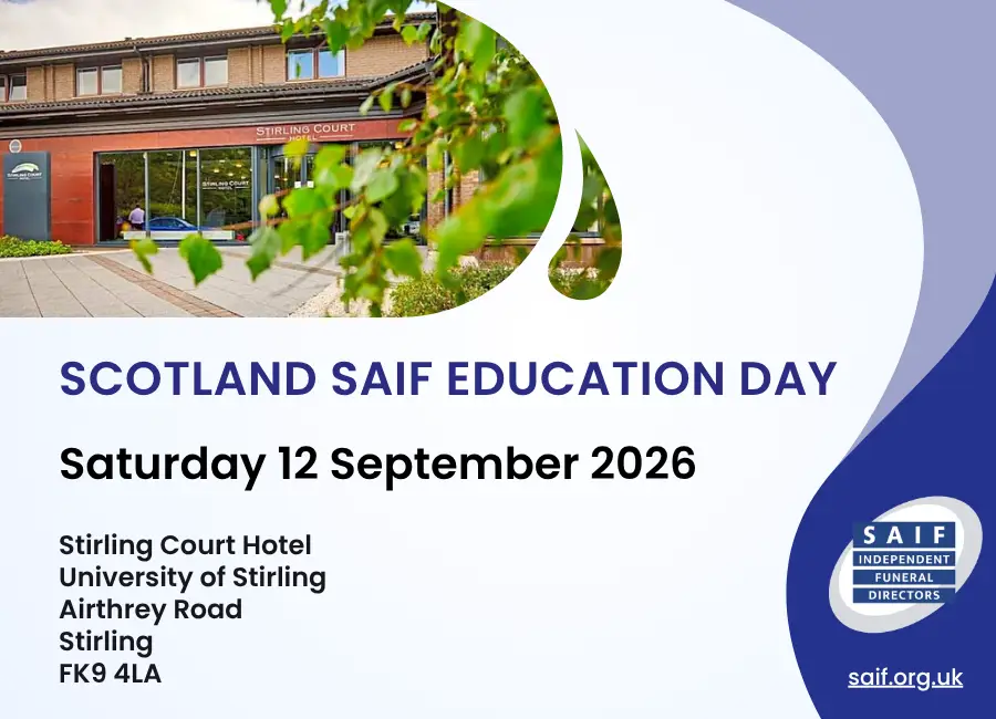 Scotland SAIF Education Day event promotion asset taking palce on Saturday 12 September 2026 at Stirling Court Hotel, University of Stirling