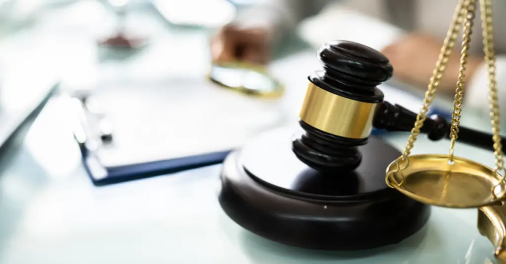 Stock image of gavel and scales of justice